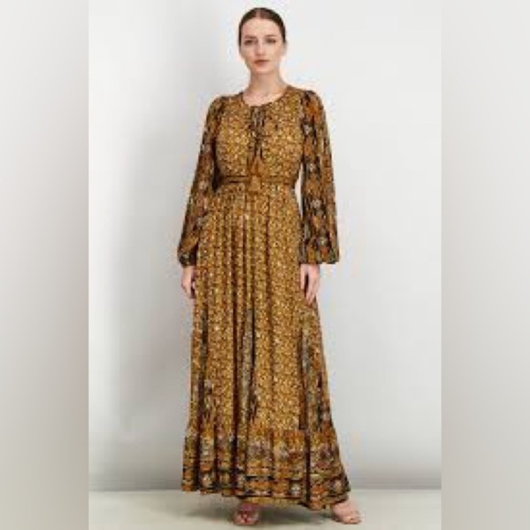 Free People Maxi Dress 'Happy Feelings' Boho Peasant Long Flowy. Size S - Picture 2 of 11